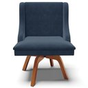 Ver imagem 7 de Kit 5 Cadeiras Decorativas Sala de Jantar Base Giratória de Madeira Firenze Suede Azul Marinho/Natur