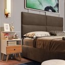 Ver imagem 2 de Cabeceira Solteiro Estofada Suspensa Moderna para Quarto de Criança/adulto - 90 Cm - Marrom Suede
