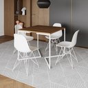 Ver imagem 1 de Mesa Industrial Quadrada Jantar Amêndoa 90Cm Base V Com 4 Cadeiras Brancas Ferro Branco Cor:
