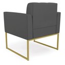 Ver imagem 4 de Poltrona Sala Decorativa Elisa Pé de Aço Lateral Dourado Sintético Grafite D03 - D’Rossi
