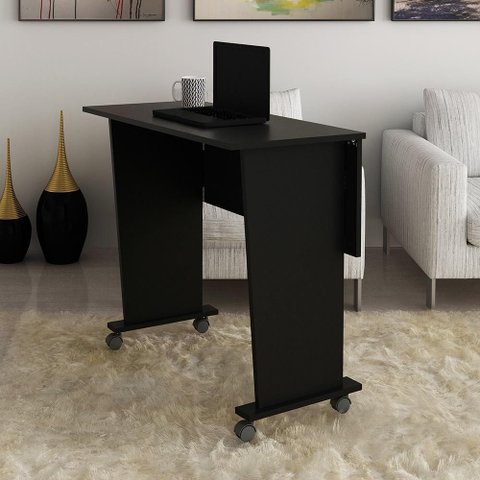 Mesa Escrivaninha Multiuso Dobrável Me4117 Preto Tecnomobili