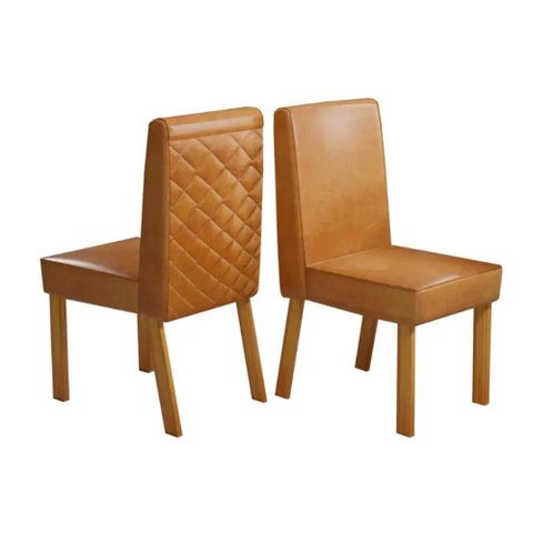Kit 2 Cadeiras de Jantar Premium Rimini Tecido Sintético Naturale e Caramelo