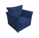 Ver imagem 1 de Poltrona Decorativa Isis Suede Azul Marinho Pés Madeira Mz Decor