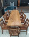 Ver imagem 1 de Conjunto Mesa de Tronco Borda Orgânica com Pés de Ferro e Cadeiras Rústicas 10 Lugares