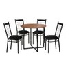 Jogo de Mesa Redonda 80x80cm 4 Cadeiras Estofado Preto Estela Mdf e Aço para Sala de Jantar - 2