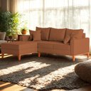 Ver imagem 2 de Sofá 3 Lugares Beny com Chaise Esquerdo Linho Terracota