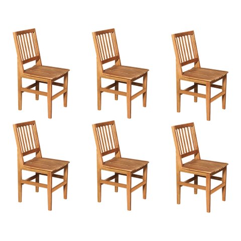 Kit 6 Cadeiras de Jantar Madeira Maciça Ripada Rústica Confort - Castanho