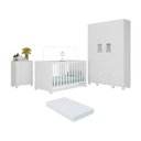 Ver imagem 1 de Quarto de Bebê Completo com Berço Americano 3 em 1 Colchão Ternura Multimóveis Mp4667 Branco