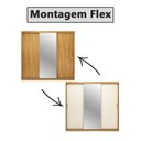 Ver imagem 3 de Guarda Roupa Roupeiro Dalila 3 Portas com Espelho 2 Gavetas 5 Prateleiras Cinamon Off White Demóbile