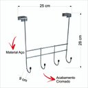 Ver imagem 2 de Cabide Cabideiro Suporte Toalha para Porta 4 Ganchos Cromo