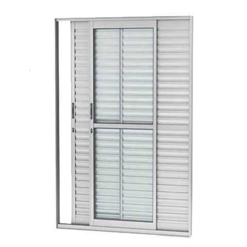 Porta Balcao 3 Folhas Aluminio Brilhante 2,10x1,50 C/ Fechadura