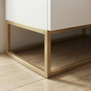 Ver imagem 2 de Mesa de Cabeceira Eros 60cm Base Dourado Mdf/mdp Mesinha Apoio Quarto Escritório Moderno:branco