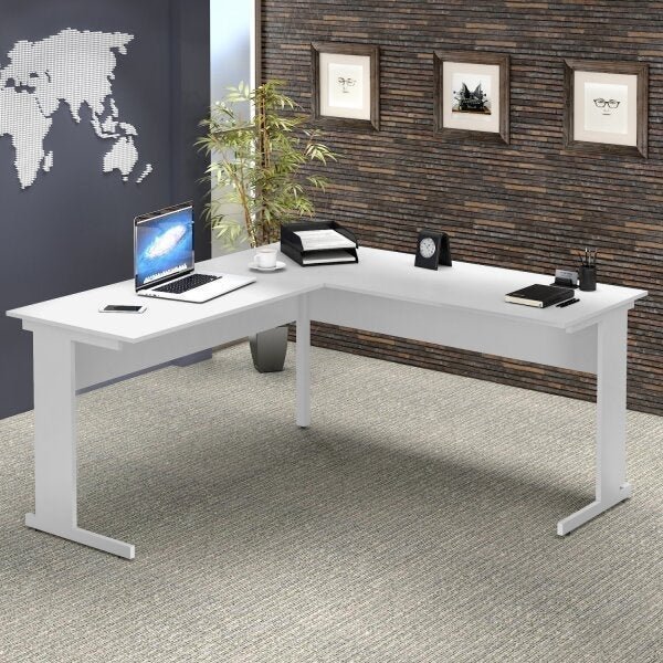 Mesa para Escritório em L 160x160cm Pés Metálicos Web15 Espresso Móveis