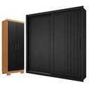 Ver imagem 1 de Guarda Roupa Casal Trianon Preto Tx 2 Portas com Armário Multiuso Max Plus 2 Portas Cinamomo Preto