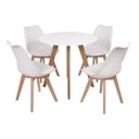 Ver imagem 1 de Conjunto Mesa Leda Branca 80 Cm + 4 Cadeiras Leda Brancas