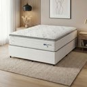 Ver imagem 3 de Cama Box Casal King Colchão Molas Guarda Costas Max com Pillow Probel Branco/cinza