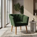 Ver imagem 1 de Cadeira Moderna para Recepção Comercial Sala de Espera Tecido Veludo Confortavel Pés de Madeira