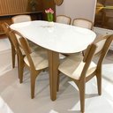Ver imagem 5 de Mesa de Jantar Orgânica 180cm com 6 Cadeiras Dalla Costa Mdf Cor:off White com Freijó e Bege Rú