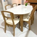 Ver imagem 6 de Mesa de Jantar Orgânica 180cm com 6 Cadeiras Dalla Costa Mdf Cor:off White com Freijó e Bege Rú