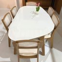 Ver imagem 4 de Mesa de Jantar Orgânica 180cm com 6 Cadeiras Dalla Costa Mdf Cor:off White com Freijó e Bege Rú