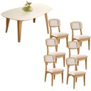 Ver imagem 2 de Mesa de Jantar Orgânica 180cm com 6 Cadeiras Dalla Costa Mdf Cor:off White com Freijó e Bege Rú