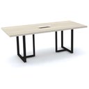 Ver imagem 1 de Mesa de Reunião com Caixa de Tomada 200 x 90 cm Pé Tubular PE40 MDP Nogueira CasaBlanca Base Preta