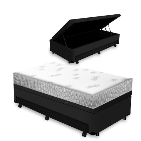 Box Baú e Aux + Colchão de Espuma Ortobom - Light Liso 88cm