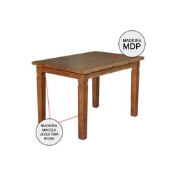 Mesa de Jantar Retangular 120x80cm Rústica Aurora Madeira Maciça - Castanho - 3