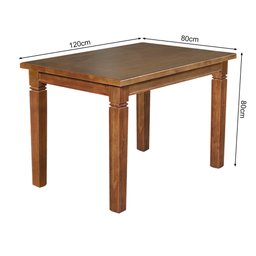 Mesa de Jantar Retangular 120x80cm Rústica Aurora Madeira Maciça - Castanho - 4
