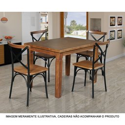 Mesa de Jantar Retangular 120x80cm Rústica Aurora Madeira Maciça - Castanho - 2