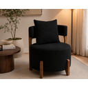 Ver imagem 5 de Poltrona Organica Decorativa Redonda com Almofada Pés Thor Madeira Maciça Premium Suede Preto