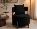 Ver imagem 5 de Poltrona Organica Decorativa Redonda com Almofada Pés Thor Madeira Maciça Premium Suede Preto