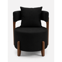 Ver imagem 4 de Poltrona Organica Decorativa Redonda com Almofada Pés Thor Madeira Maciça Premium Suede Preto