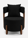 Ver imagem 4 de Poltrona Organica Decorativa Redonda com Almofada Pés Thor Madeira Maciça Premium Suede Preto