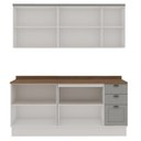 Ver imagem 5 de Cozinha Modulada 4 Peças com 2 Aéreos e 2 Balcões 100% MDF Portas Americanas Provençal Iluminata Cinza/Branco/Fendi/Ébano