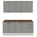 Ver imagem 3 de Cozinha Modulada 4 Peças com 2 Aéreos e 2 Balcões 100% MDF Portas Americanas Provençal Iluminata Cinza/Branco/Fendi/Ébano