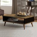 Ver imagem 1 de Mesa De Centro Sala de Estar Rack Madeirado e Preto - Com Nicho porta Revistas - 65cm