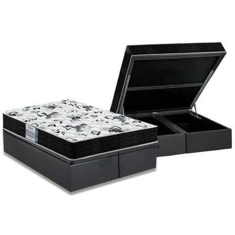 Cama Box Baú King: Colchão Ortopédico Probel D28 Prodormir Advanced Tech1000 + Base Crc Suede