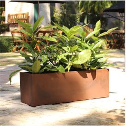 Vaso Floreira Jardineira Flat Polietileno 67x22x22cm Japi - Aço Corten - 2