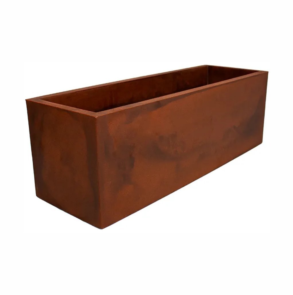 Vaso Floreira Jardineira Flat Polietileno 67x22x22cm Japi - Aço Corten