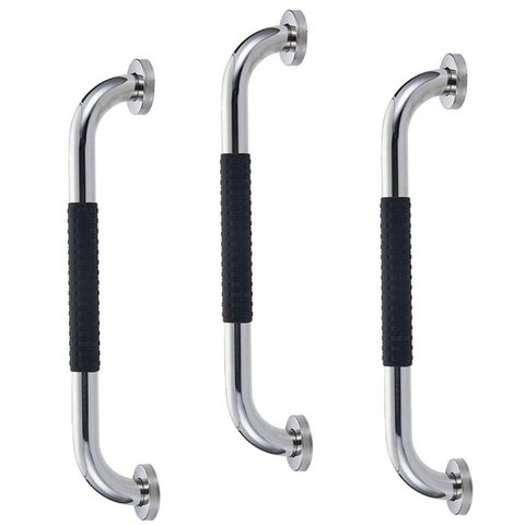 Barra de Apoio 30cm Inox Superficie Antiderrapante Kit 3 Unidades Banheiro Box Criança Idoso Cadeira