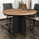 Ver imagem 1 de Mesa de Reunião Redonda 1,20m Pés Painel Nogal Pr F5 Office Cor:nogal com Preto