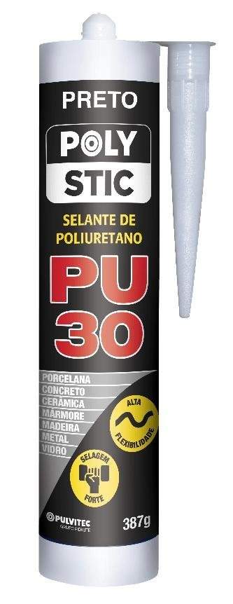 Selante Polystic Poliuretano 30 387g Preto Pulvitec - 1