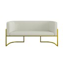 Ver imagem 4 de Sofá Namoradeira Bouclê 2 Lugares Moderna Base Metal Gold Cor:bege