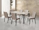 Ver imagem 1 de Conjunto Sala de Jantar Mesa Iza New Tampo MDF/Vidro 6 Cadeiras Natani New Bege/Black/Off White
