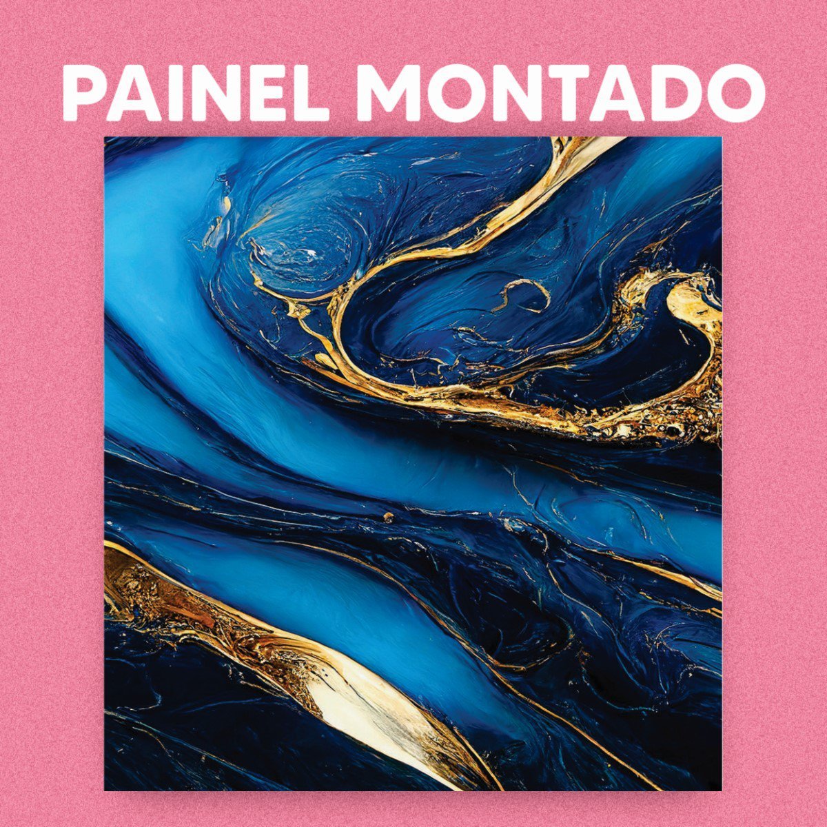 Papel de Parede Painel 3D Mármore Azul com Dourado 2M Revestimento Pedra Requinte Auto Colante - 3