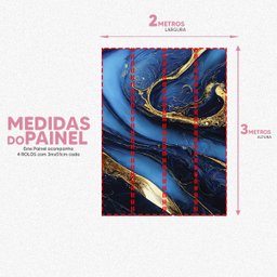 Papel de Parede Painel 3D Mármore Azul com Dourado 2M Revestimento Pedra Requinte Auto Colante - 5