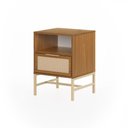 Ver imagem 2 de Mesa de Cabeceira Square 1 Gaveta 1 Nicho 43 cm X 40 cm Louro Freijó Telinha Rattan