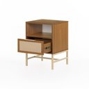 Ver imagem 3 de Mesa de Cabeceira Square 1 Gaveta 1 Nicho 43 cm X 40 cm Louro Freijó Telinha Rattan