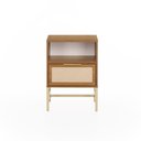 Ver imagem 1 de Mesa de Cabeceira Square 1 Gaveta 1 Nicho 43 cm X 40 cm Louro Freijó Telinha Rattan